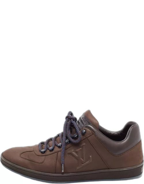 Louis Vuitton Brown Nubuck and Leather Low Top Sneaker
