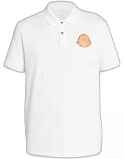 Men's Solid Leather Patch Polo Shirt