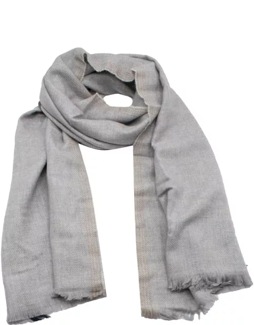 Brunello Cucinelli Lightweight Scarf Made Of Wool And Cashmere With A Light Weave In Diagonaòle And Side Selvedge With Small Fringes At The Botto