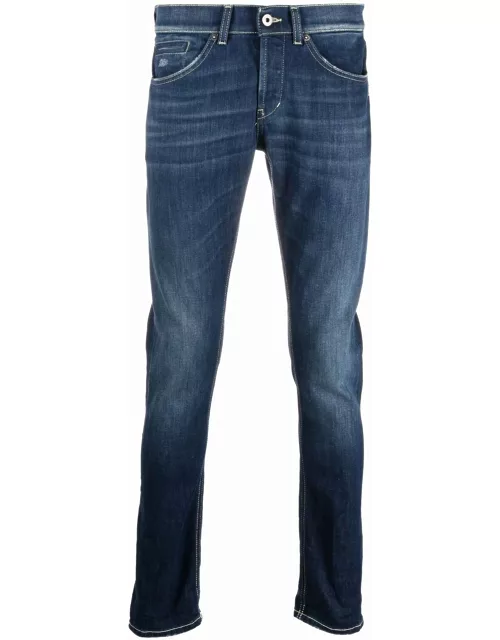 Dondup Blue Cotton Blend Mid-rise Slim-fit Jean