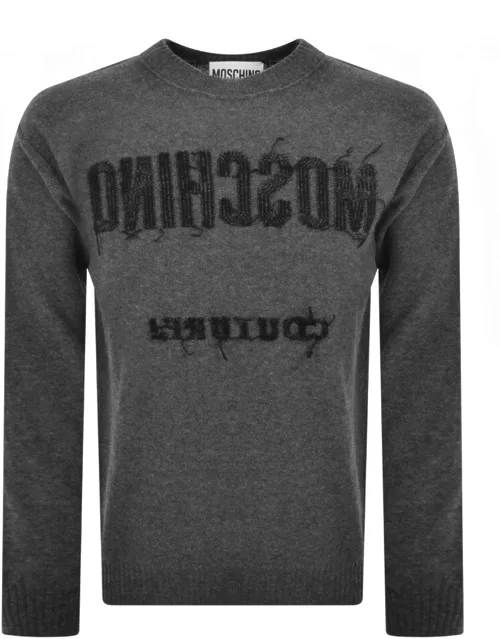 Moschino Knit Logo Sweatshirt Grey