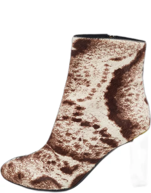 Fendi Tricolor Printed Calf Hair Ankle Bootie