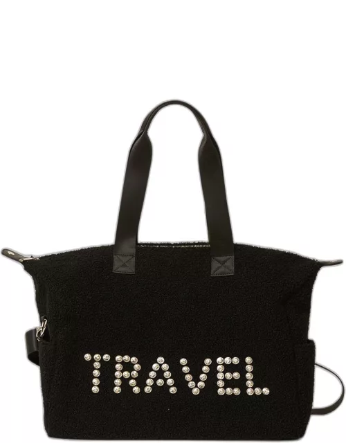 Travel Crystal Faux-Fur Duffel Bag