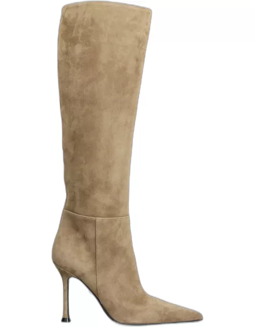 Alevì Raja 95 High Heels Boots In Taupe Suede