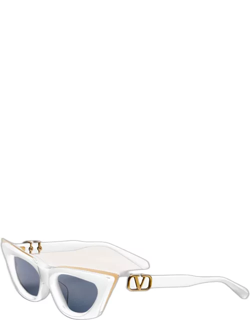 Valentino Eyewear V-goldcut I - White / Yellow Gold Sunglasse