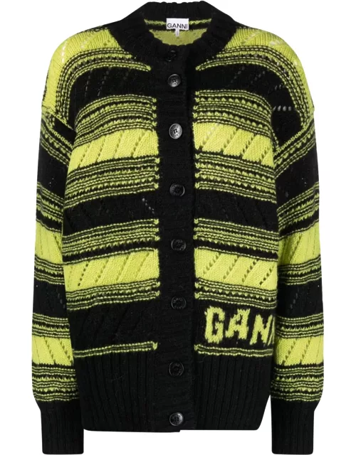 Ganni Organic Wool Cardigan - Striped