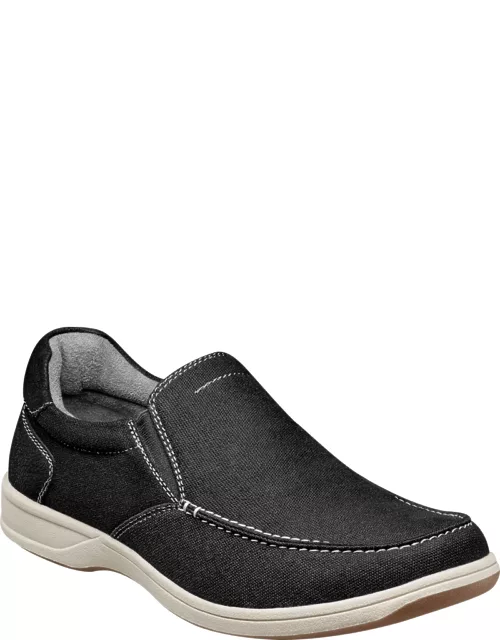 Florsheim Men's Lakeside Canvas Slip On Shoes, Black, 11 X Wide