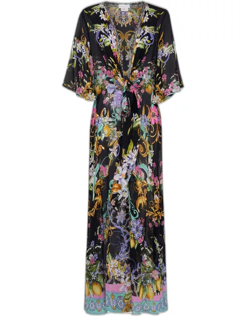 Meet Me in Marchesa Tie-Front Maxi Dress Coverup
