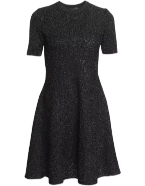 Embossed Jacquard Fit-and-Flare Dres