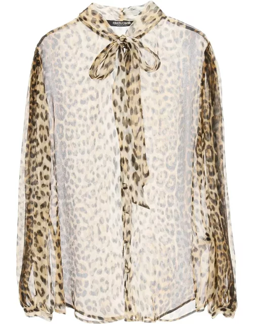 ROBERTO CAVALLI Silk shirt with Leopard print