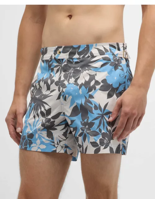 Men's Floral-Print Poplin Swim Short