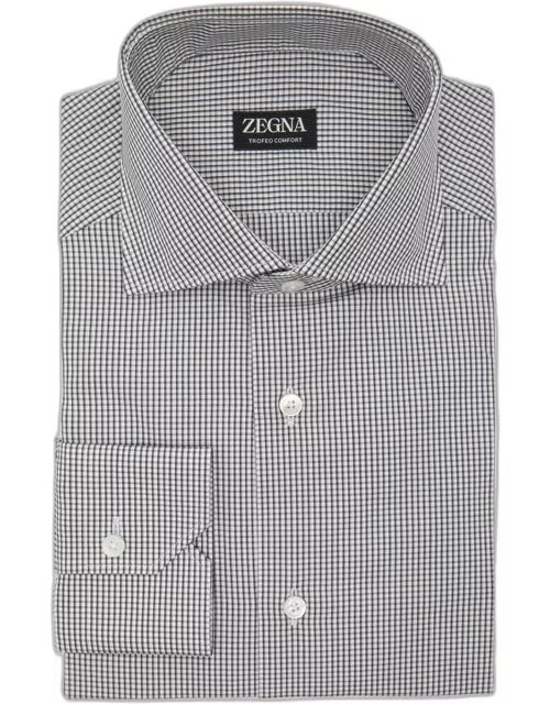 Men's Check-Print Cotton Dress Shirt