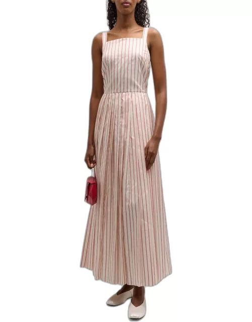 Medici Striped Maxi Dress with Pleating