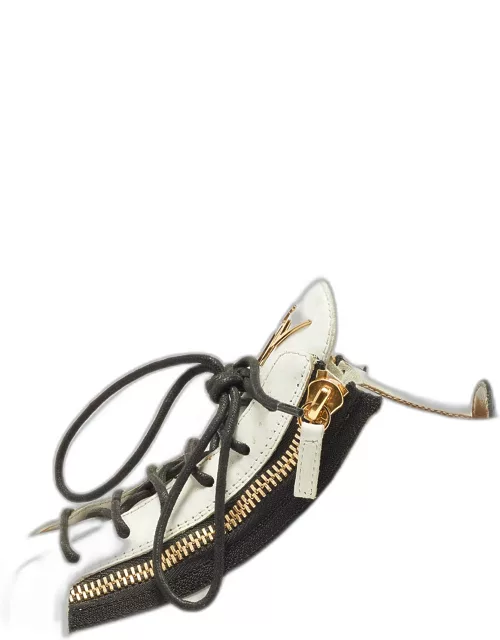 Giuseppe Zanotti White/Black Leather Double Zip Sneaker