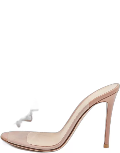 Gianvito Rossi Beige PVC And Leather Helmut Lace Up Bootie