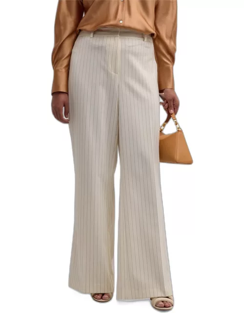 Paola Striped Wide-Leg Wool-Blend Pant