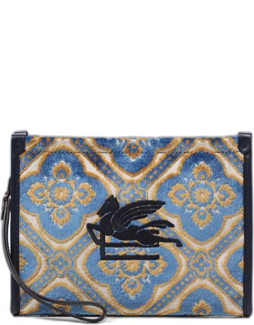 Etro velvet pouch with jacquard geometric pattern