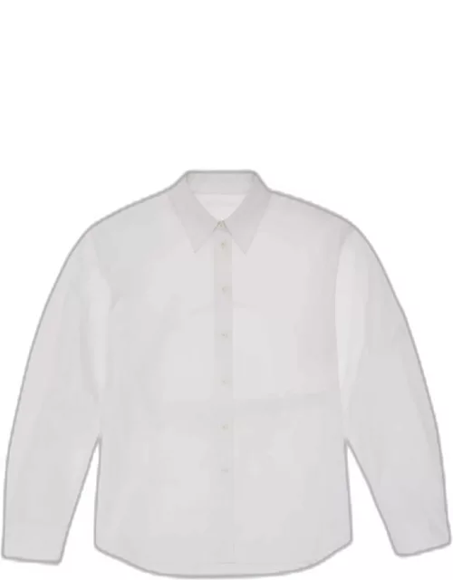 Button-Front Cotton Belted Back Shirt