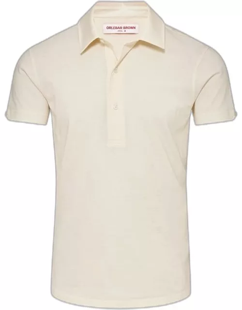 Sebastian Cotton Silk - 007 White Sand Tailored Fit Short-Sleeve Cotton-Silk Polo Shirt