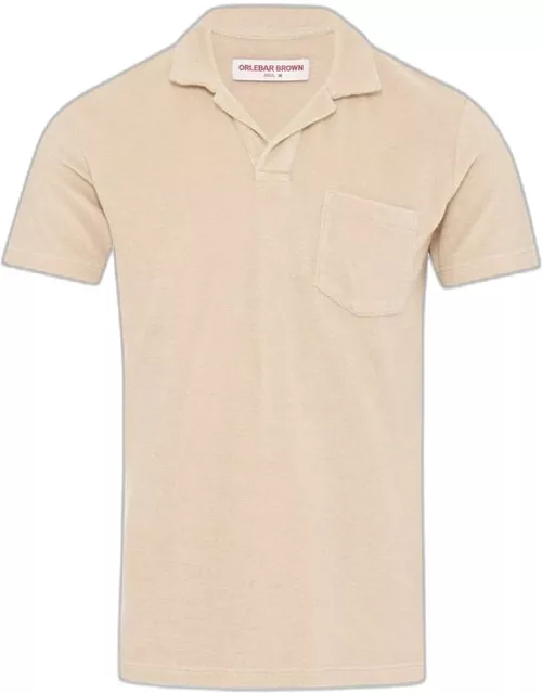 Terry Towelling - 007 Taupe Tailored Fit Organic Cotton Towelling Resort Polo Shirt