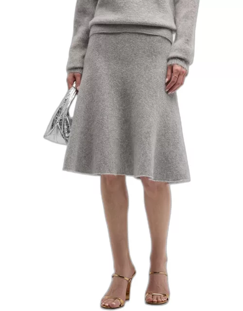 Brushed Wool-Mohair Knit Skirt
