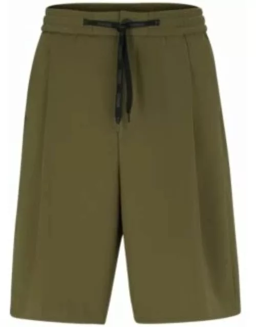 Relaxed-fit shorts in structured performance-stretch fabric- Light Green Men's Casual Pant
