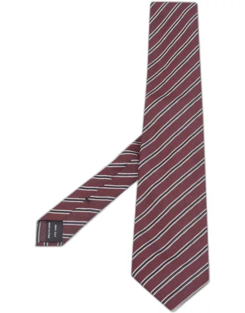 Tom Ford Brown Diagonal Stripe Patterned Silk Tie