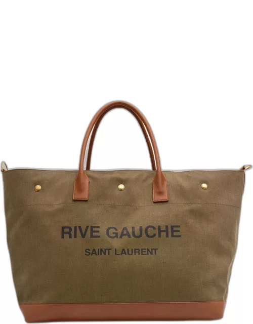 Men's Rive Gauche Maxi Canvas and Leather Tote Bag