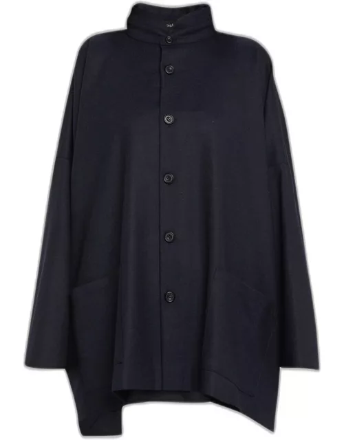 Wide Longer-Back Double-Stand Collar Jacket (Long Length)