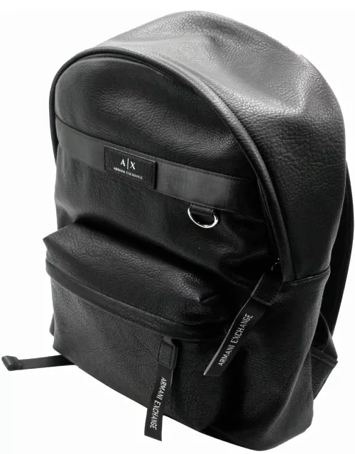 Armani Collezioni Backpack In Very Soft Faux Leather In Soft Grain With Gro Trim And Zip Puller With Logo. Adjustable Shoulder Straps.