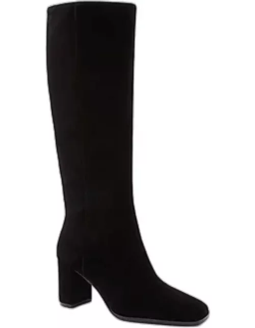 Ann Taylor Block Heel Square Toe Suede Boot