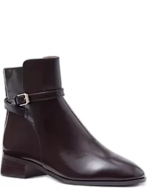 Ann Taylor Box Leather Buckle Ankle Bootie
