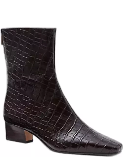 Ann Taylor Embossed Leather Tapered Heel Bootie