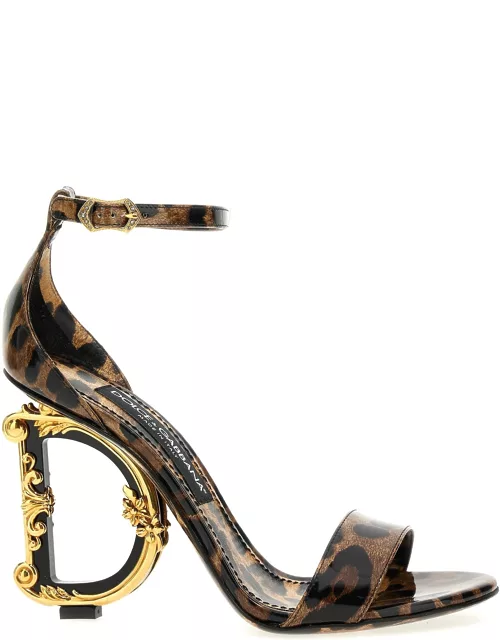 Dolce & Gabbana Animal-print Sandals With Logo Hee