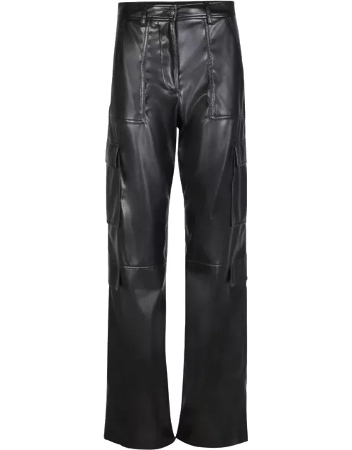 MSGM Soft Eco Leather Black Cargo Trouser