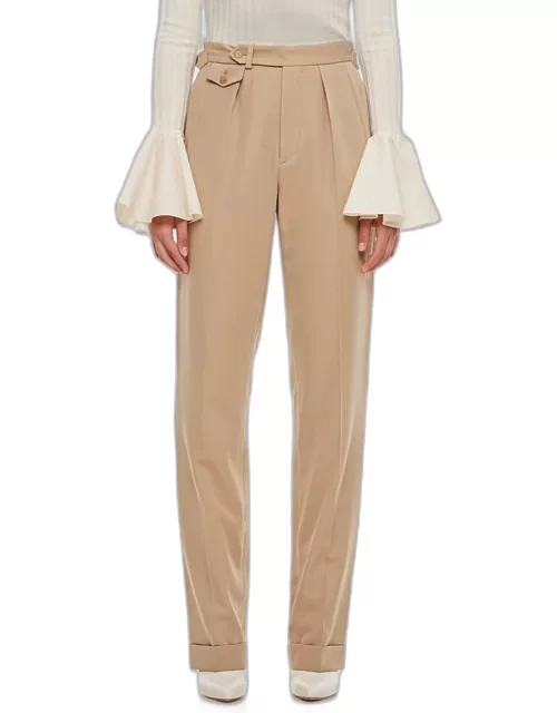 Ralph Lauren Collection Graison Full Length Pleated Pants Beige