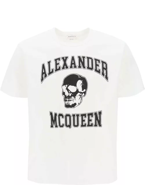 ALEXANDER MCQUEEN T-shirt with varsity logo and skull print
