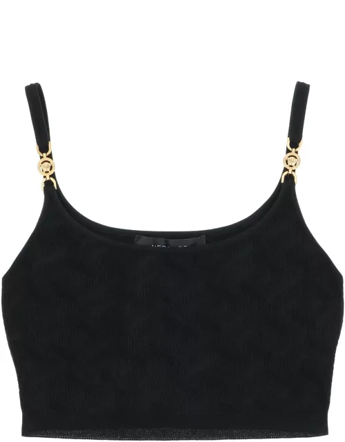 VERSACE 'la greca' knitted cropped top