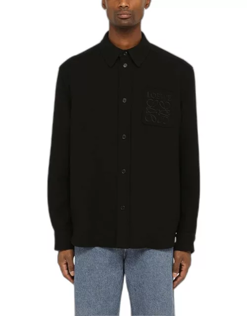 Black wool shirt with Anagra