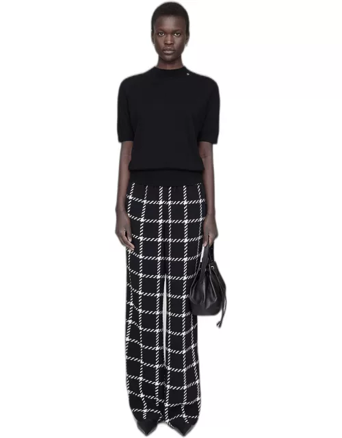 ANINE BING Owen Pant in Black And White Plaid