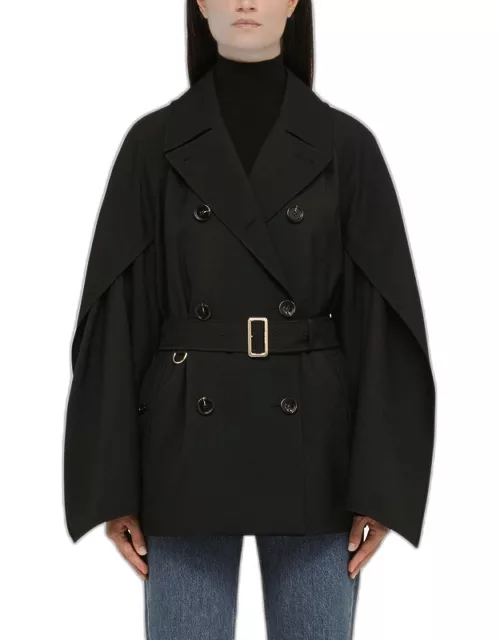 Black double-breasted wool jacket/sleeve