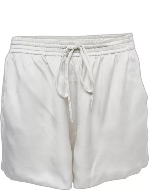 Chloe Off-White Satin Silk Elasticized Waist Shorts