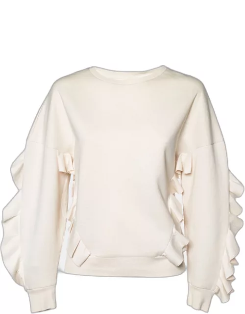 Stella McCartney Cream Cotton Knit Flounce trim Sweatshirt