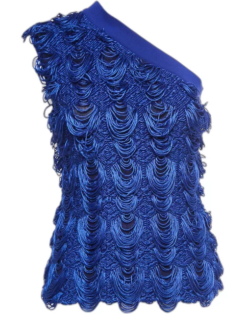 Emporio Armani Blue Knit One Shoulder Top