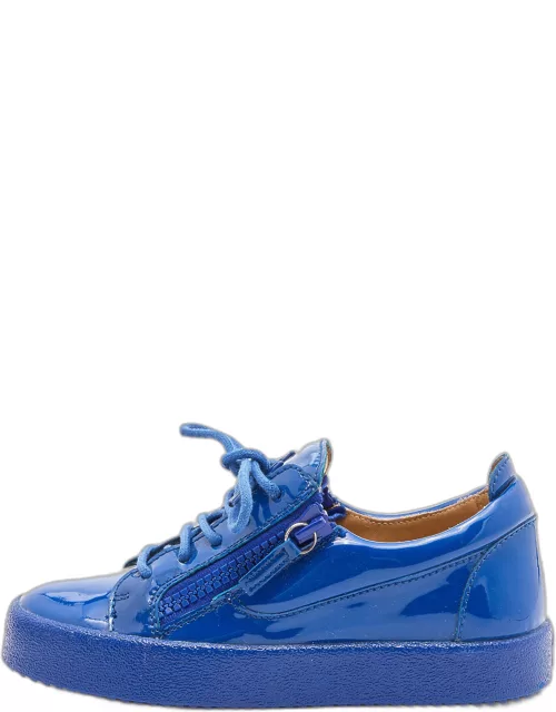 Giuseppe Zanotti Blue Patent Leather Donna Low Top Sneaker