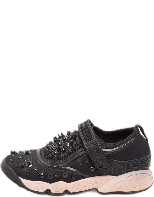 Dior Black Neoprene And Mesh Fusion Embellished Velcro Strap Sneaker