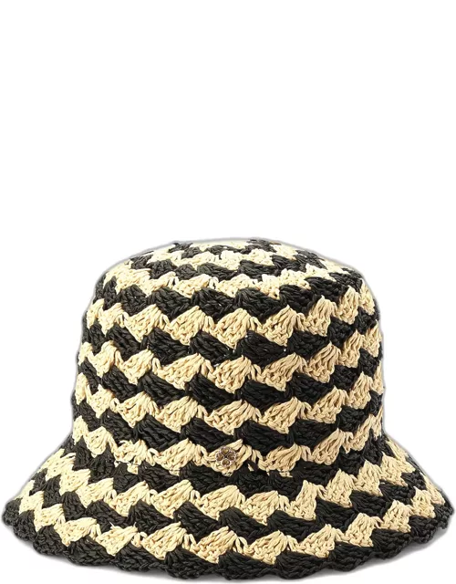 seaside stripe crochet bucket hat