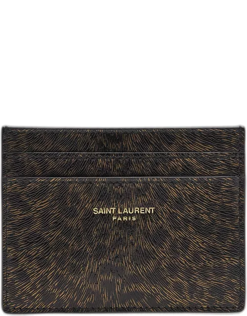 Men's Leopard-Print Leather Card Holder