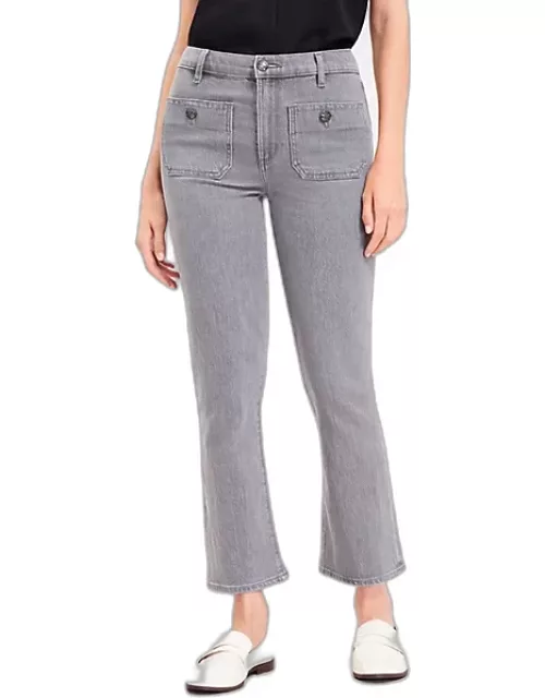 Loft Curvy Patch Pocket High Rise Kick Crop Jeans in Grey