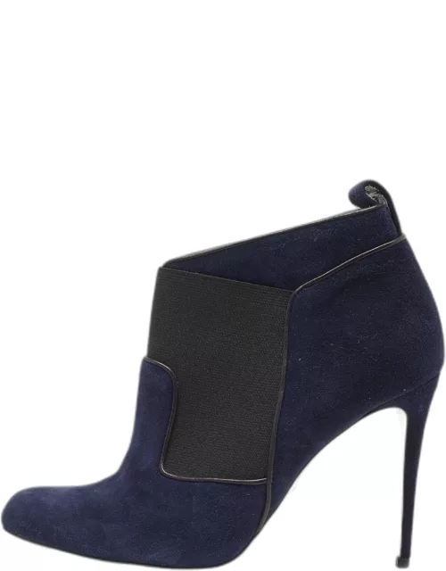 Paul Andrew Navy Blue Suede Ankle Length Boot
